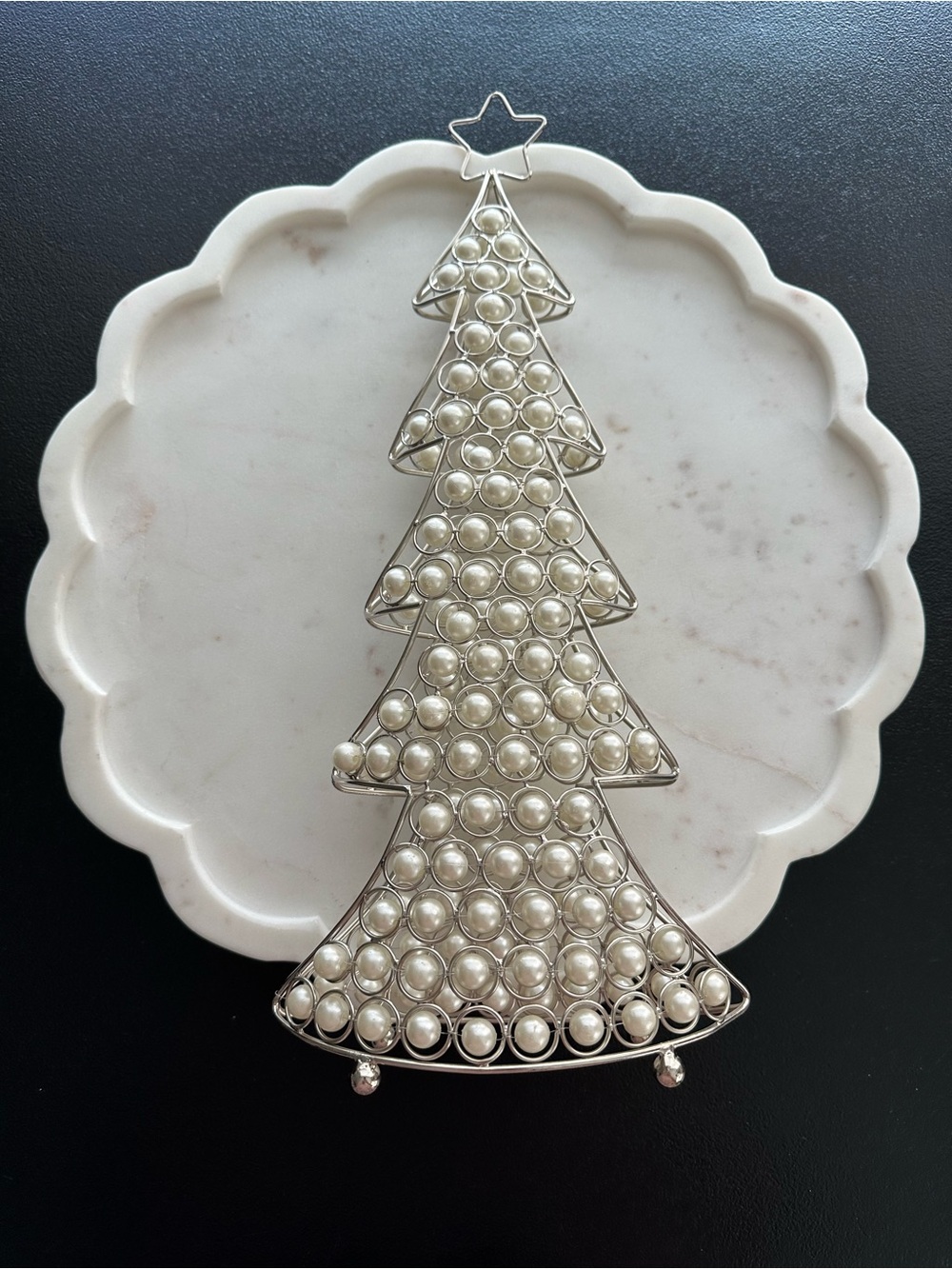 Rachel Zoe ~ Faux Pearl Christmas Tree with Star Decoration 17 inches